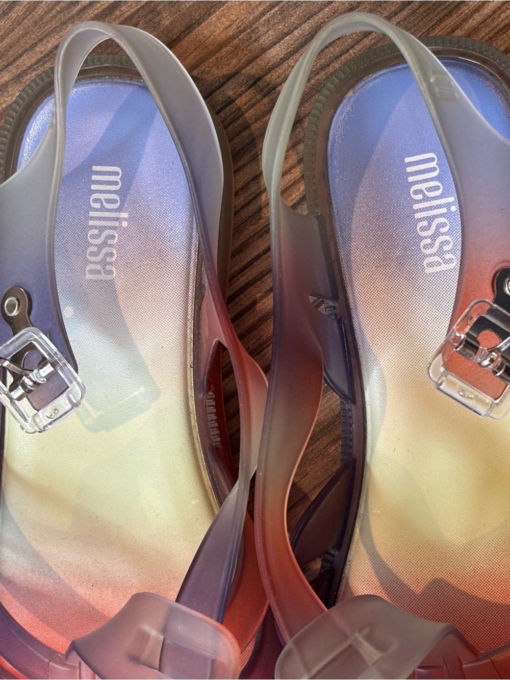 Melissa Possession Degradee jelly Fisherman Sandals in red purple ombré rainbow - Picture 11 of 12